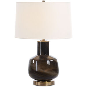 Buchanan 24 inch 150.00 watt Smokey Charcoal Glass and Plated Brass Table Lamp Portable Light