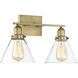 Drake 2 Light 17.75 inch Warm Brass Bathroom Vanity Light Wall Light, Essentials