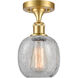 Ballston Belfast 1 Light 6 inch Satin Gold Semi-Flush Mount Ceiling Light in Clear Crackle Glass, Ballston