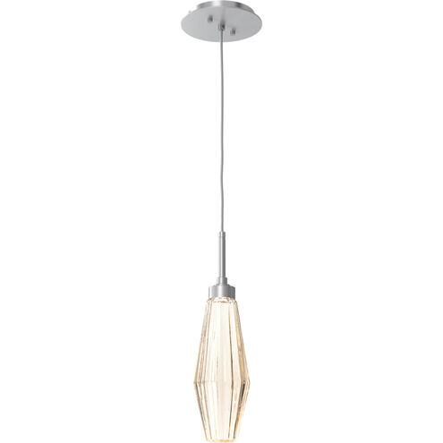Aalto LED 3.8 inch Classic Silver Pendant Ceiling Light in Optic Rib Amber, 2700K LED