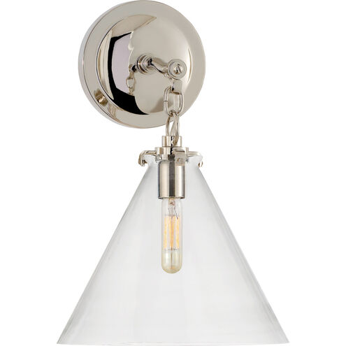 Thomas O'Brien Katie6 1 Light 9.4 inch Polished Nickel Conical Bath Sconce Wall Light in Clear Glass, Small