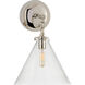 Thomas O'Brien Katie6 1 Light 9.4 inch Polished Nickel Conical Bath Sconce Wall Light in Clear Glass, Small