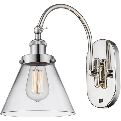 Franklin Restoration Cone LED 8 inch Polished Nickel Sconce Wall Light in Clear Glass