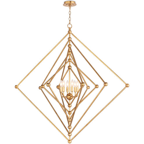 Selena 6 Light 46.25 inch Antique Gold Leaf Chandelier Ceiling Light, Square Large
