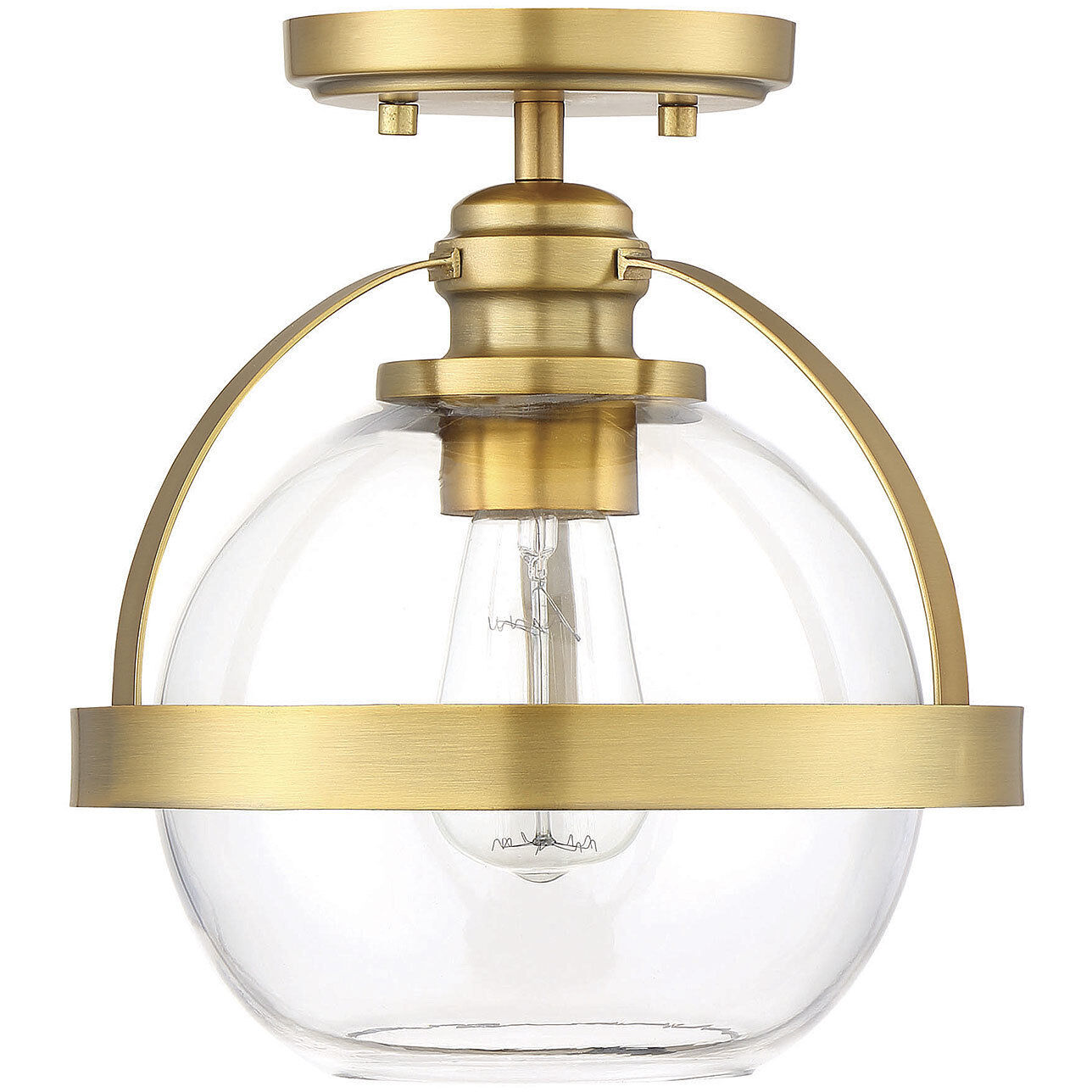 Pendleton 1 Light 9.38 inch Warm Brass Semi-Flush Ceiling Light, Essentials