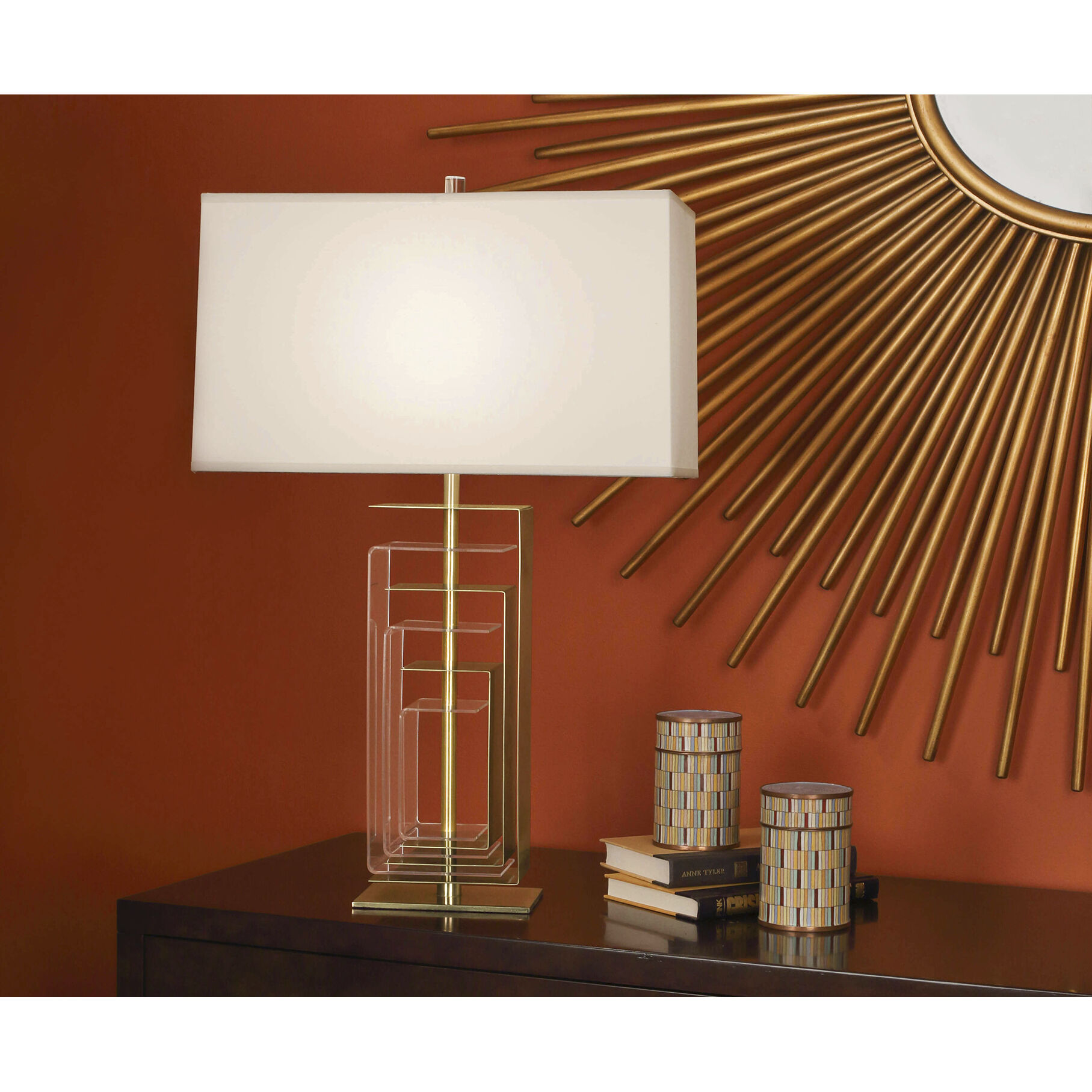 Braxton 29 inch 150 watt Modern Brass with Clear Acrylic Table Lamp Portable Light