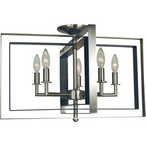 Symmetry 5 Light 22 inch Polished Nickel with Matte Black Accents Semi-Flush Mount Ceiling Light