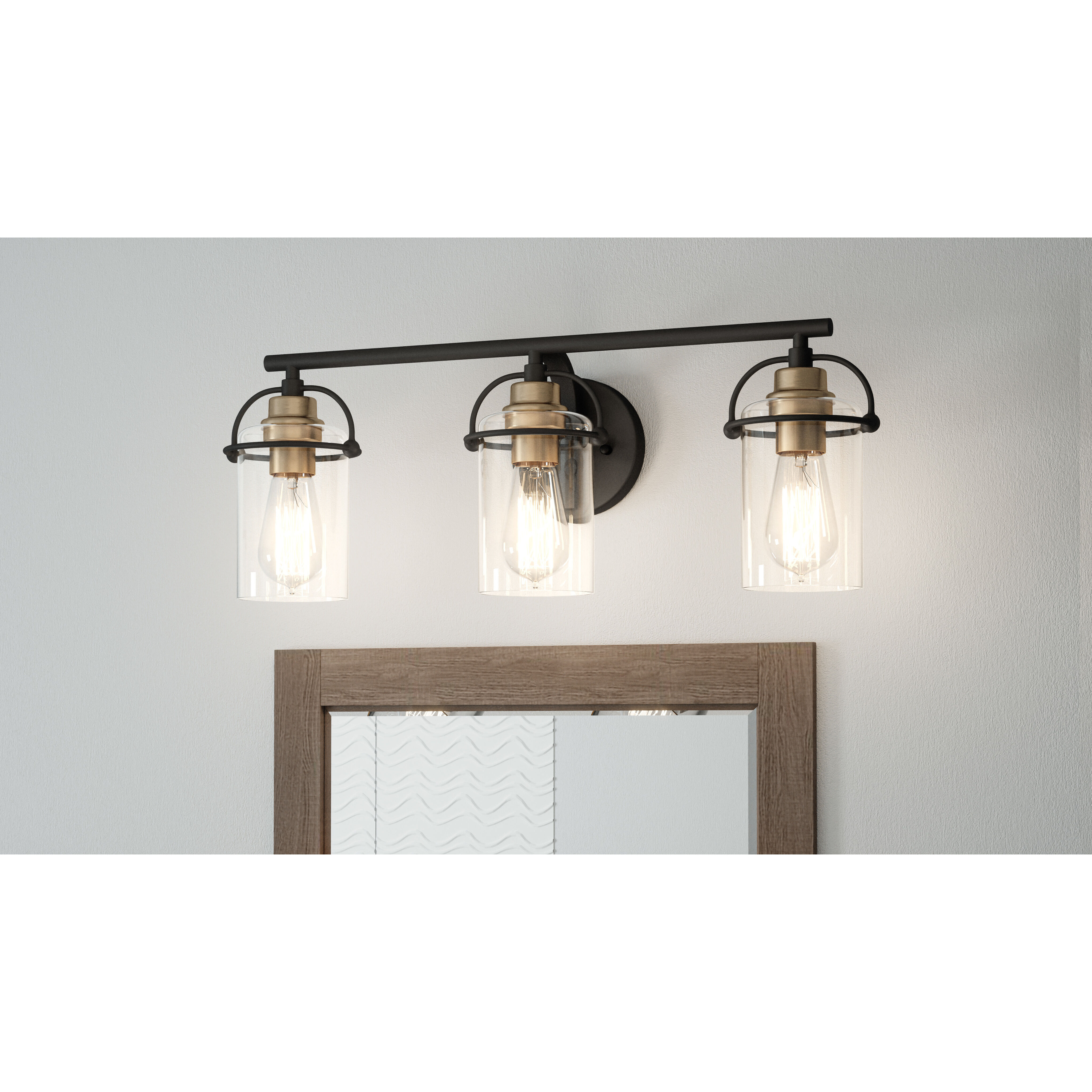 Emerson 3 Light 24 inch Matte Black Bath Light Wall Light, Large