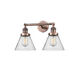 Franklin Restoration Large Cone LED 18 inch Antique Copper Bath Vanity Light Wall Light in Seedy Glass, Franklin Restoration