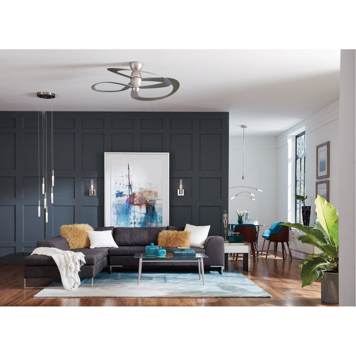 Kylo LED LED 40 inch Brushed Nickel Chandelier Ceiling Light, Progress LED