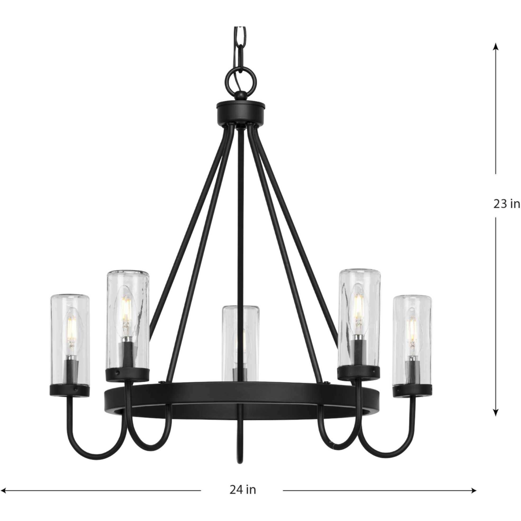 Swansea 5 Light 24 inch Matte Black Outdoor Chandelier