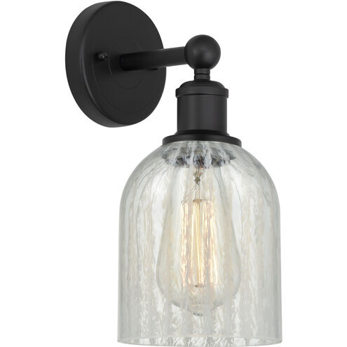 Edison Caledonia 1 Light 5 inch Matte Black Sconce Wall Light in Mouchette Glass