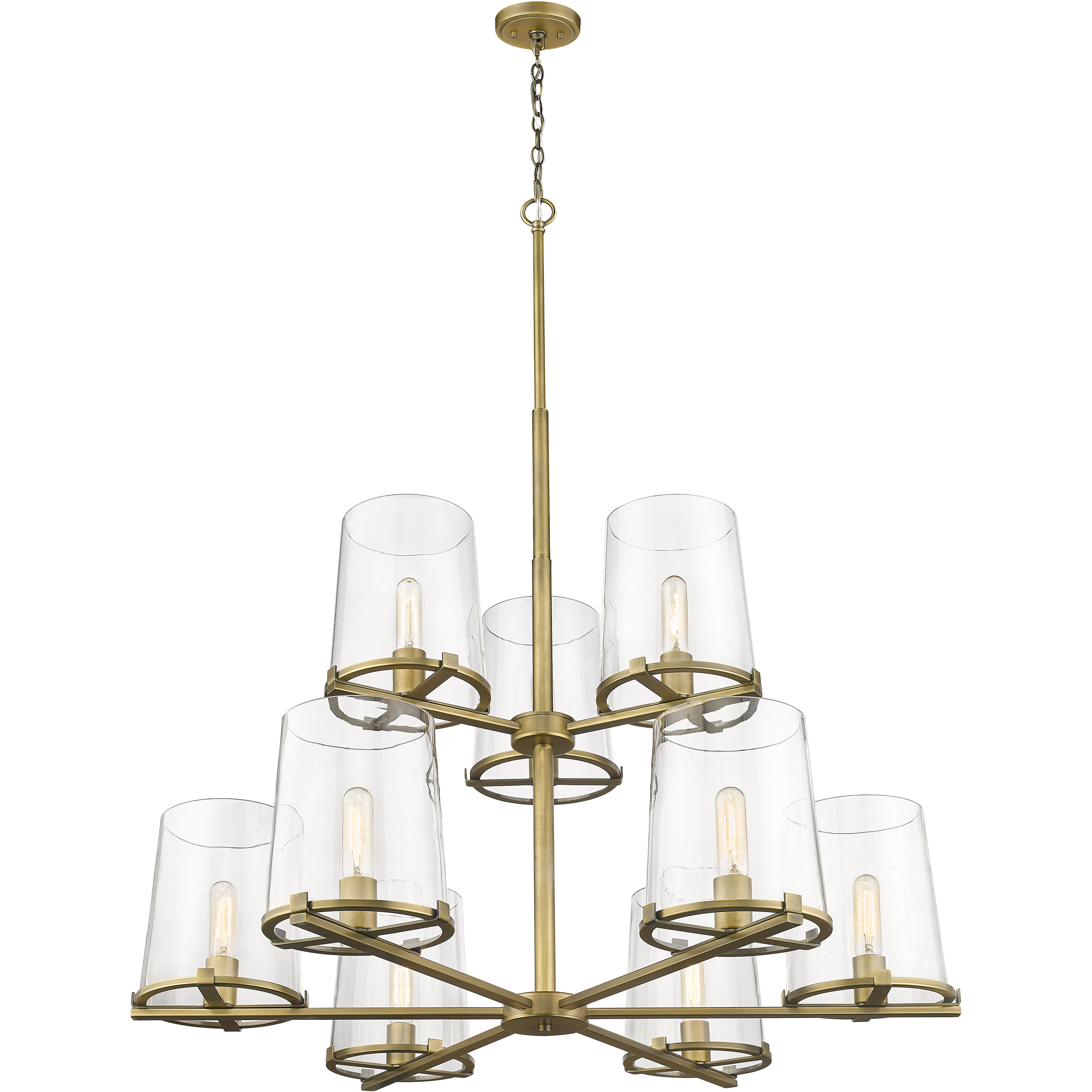 Callista 9 Light 38 inch Rubbed Brass Chandelier Ceiling Light