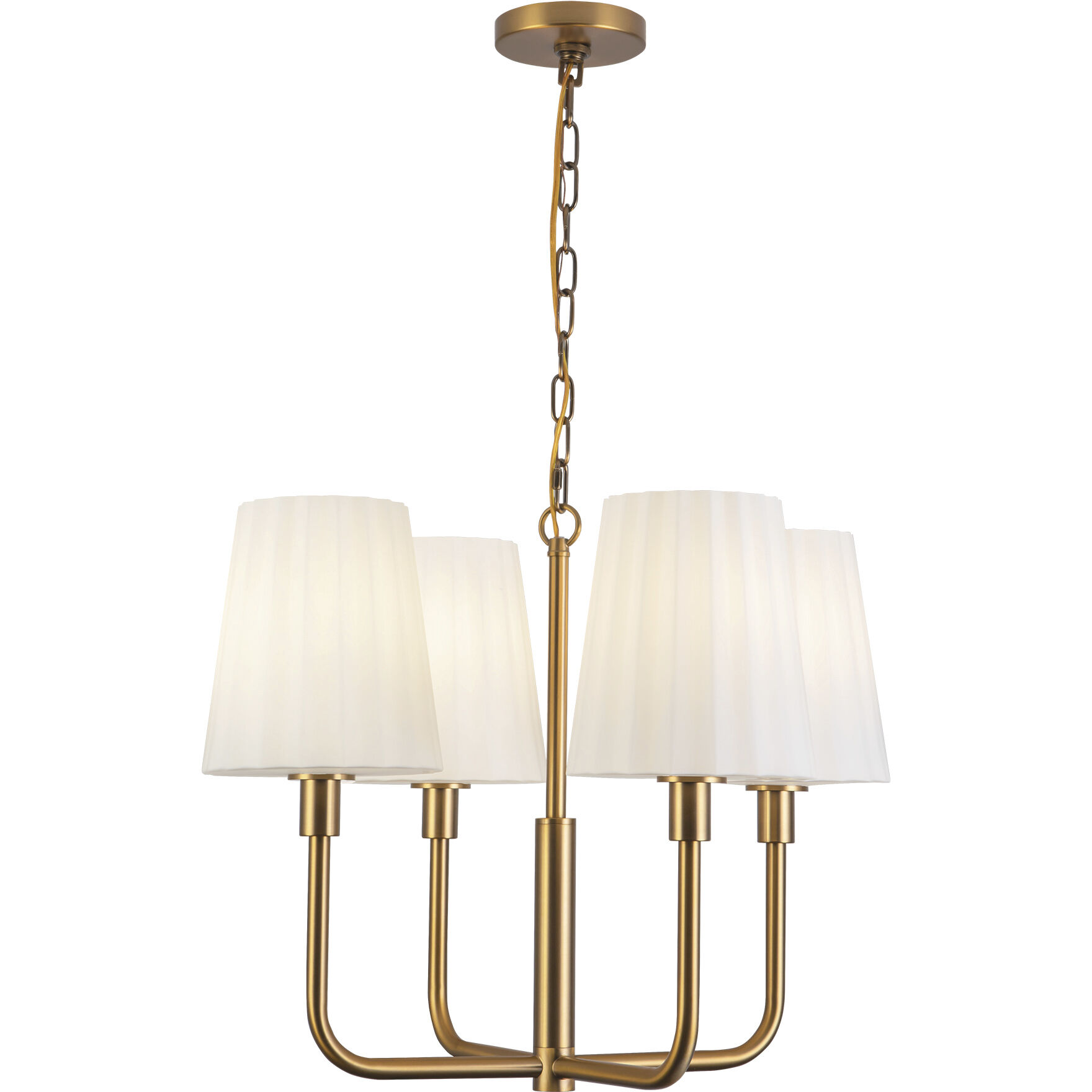 Alora Mood Plisse 4 Light 22.5 inch Aged Gold/Opal Matte Glass Chandelier Ceiling Light