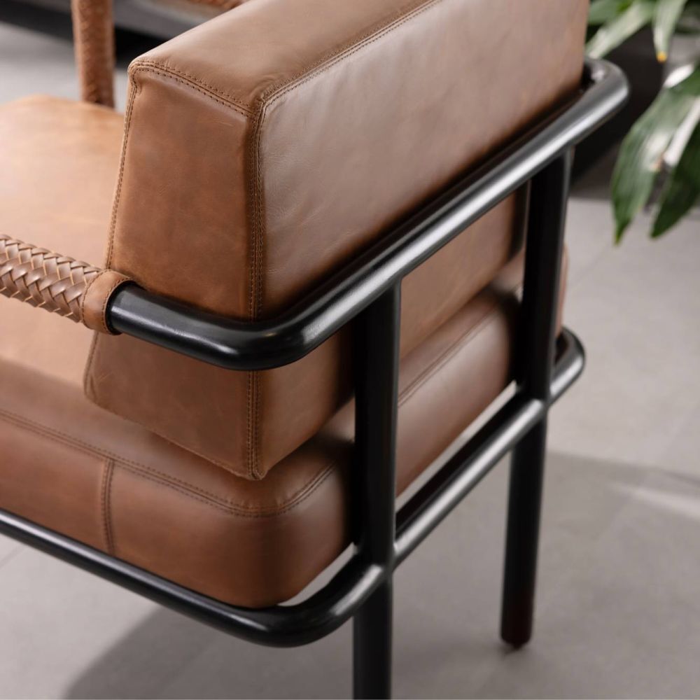 Durham Cognac and Blackened Bronze Chair