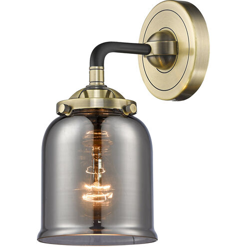 Nouveau Small Bell 1 Light 5 inch Black Polished Nickel Sconce Wall Light in Plated Smoke Glass, Nouveau