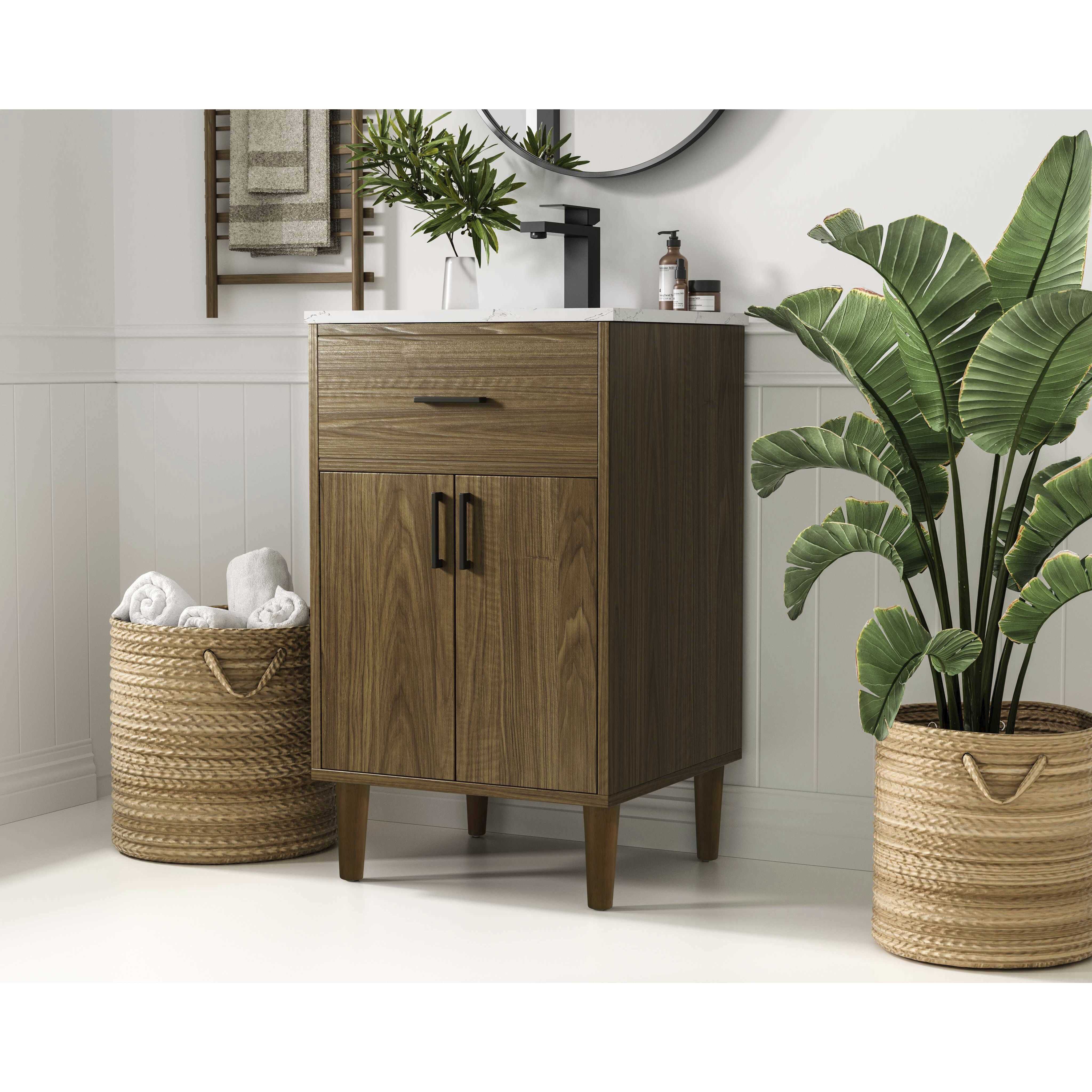 Chandler 20 X 34 inch Walnut Brown Bathroom Vanity Cabinet