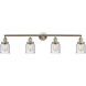 Franklin Restoration Small Bell 4 Light 42 inch Brushed Satin Nickel Bath Vanity Light Wall Light in Seedy Glass, Franklin Restoration