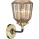 Nouveau Chatham LED 6 inch Black Antique Brass Sconce Wall Light in Mercury Glass, Nouveau