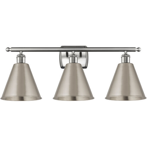 Ballston Cone 3 Light 28 inch Brushed Satin Nickel Bath Vanity Light Wall Light