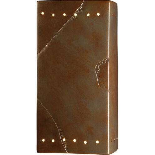 Ambiance Rectangle 1 Light 14 inch Tierra Red Slate Outdoor Wall Sconce in Incandescent, Large