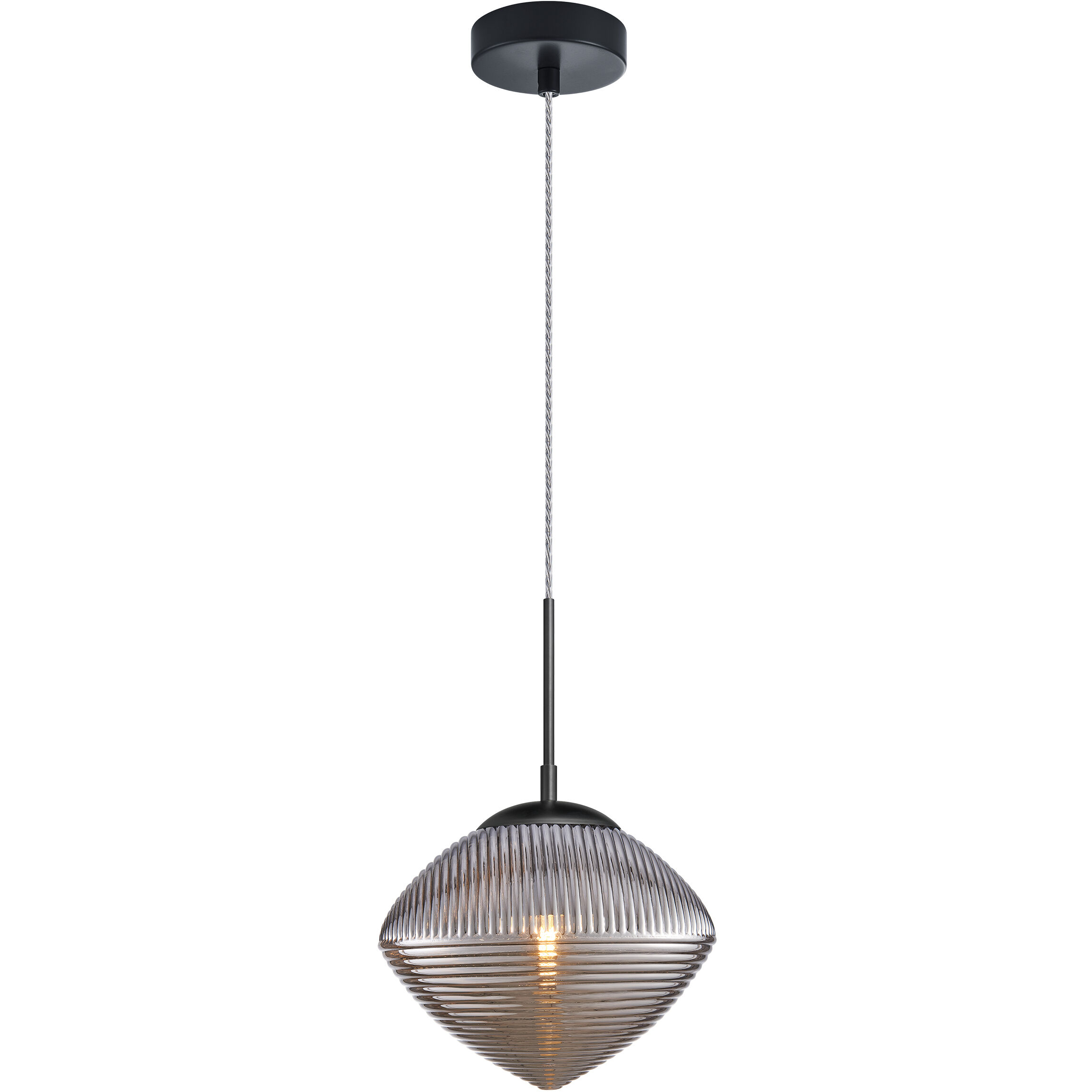 Maruna 1 Light 10.25 inch Matte Black and Smoked Glass Pendant Ceiling Light