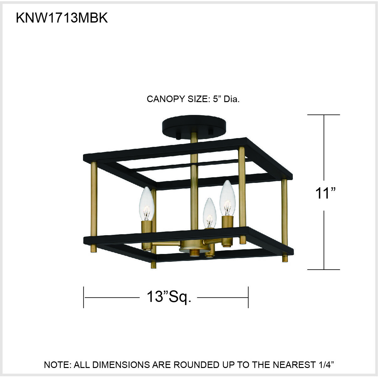 Quoizel KNW1713MBK Kynwyd 3 Light 13 inch Matte Black Semi