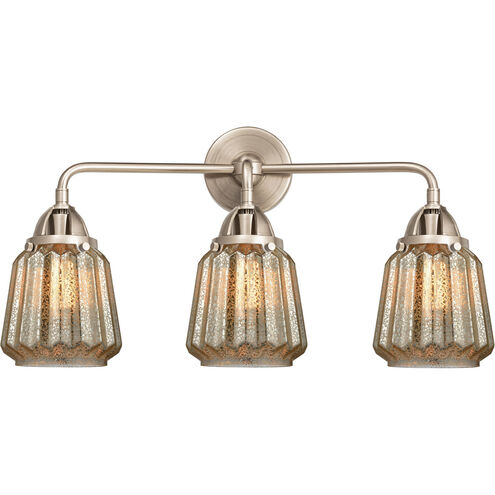 Nouveau 2 Chatham 3 Light 24 inch Black Antique Brass and Matte Black Bath Vanity Light Wall Light in Mercury Glass