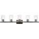 Clarion 5 Light 42 inch Black Chrome Vanity Sconce Wall Light