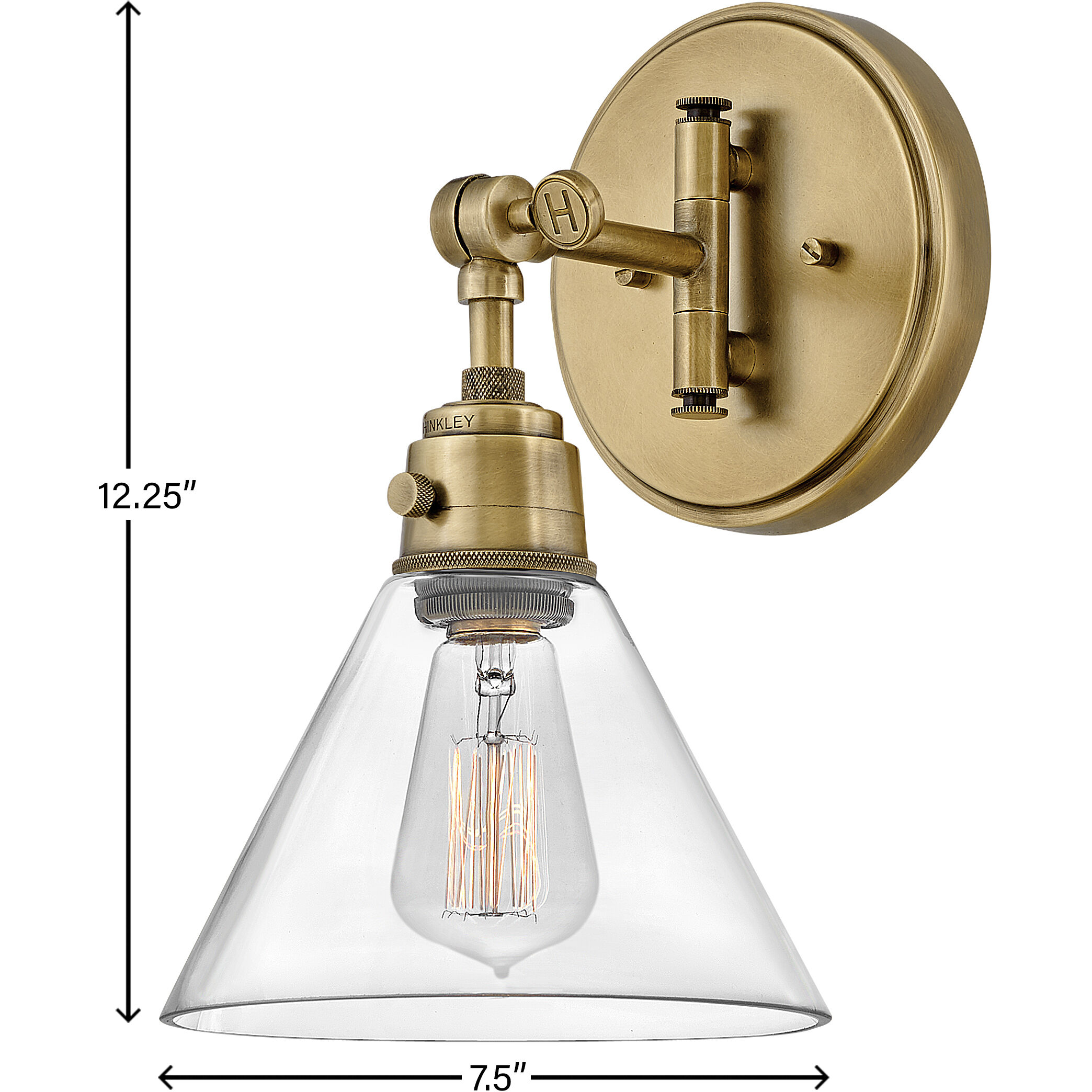 Arti 1 Light 7.75 inch Heritage Brass Indoor Wall Sconce Wall Light in Clear