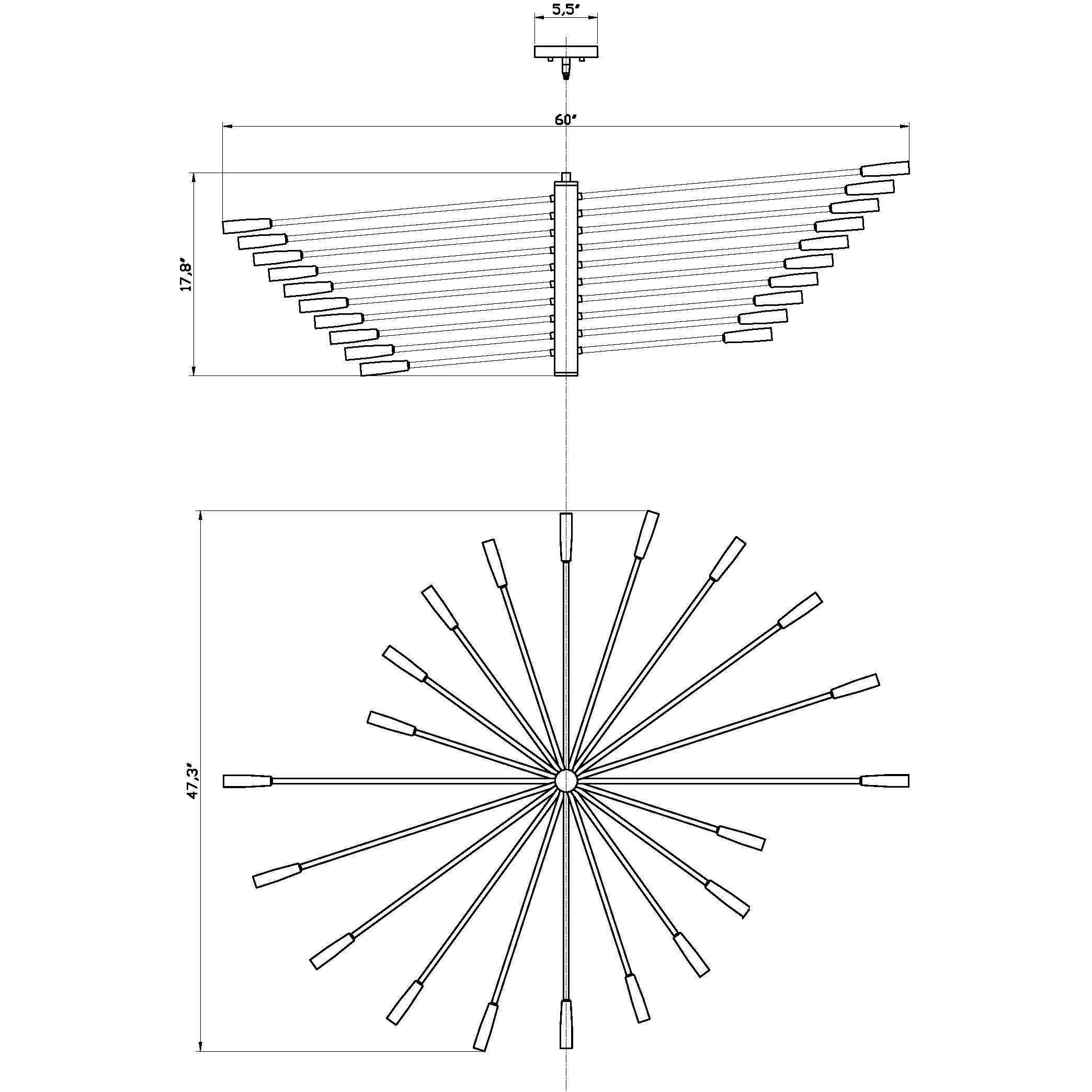 Ascension 20 Light 47.5 inch Matte Black Chandelier Ceiling Light