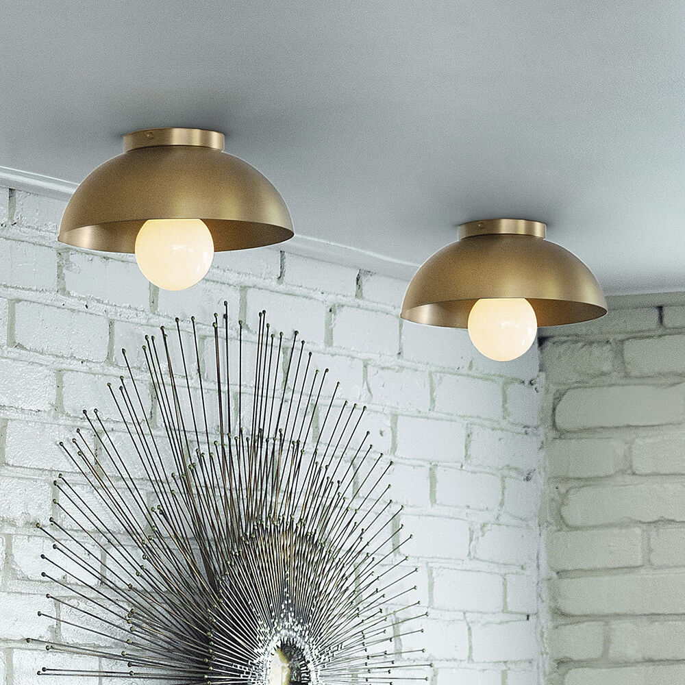 Stu LED 11 inch Lacquered Brass Foyer Light Ceiling Light, Flush Mount