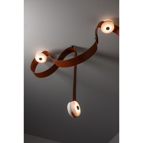 Art & Alchemy SNAPS LED 36 inch Sterling Floor-to-Ceiling Plug-in Lamp Ceiling Light in Black Leather with Alabaster