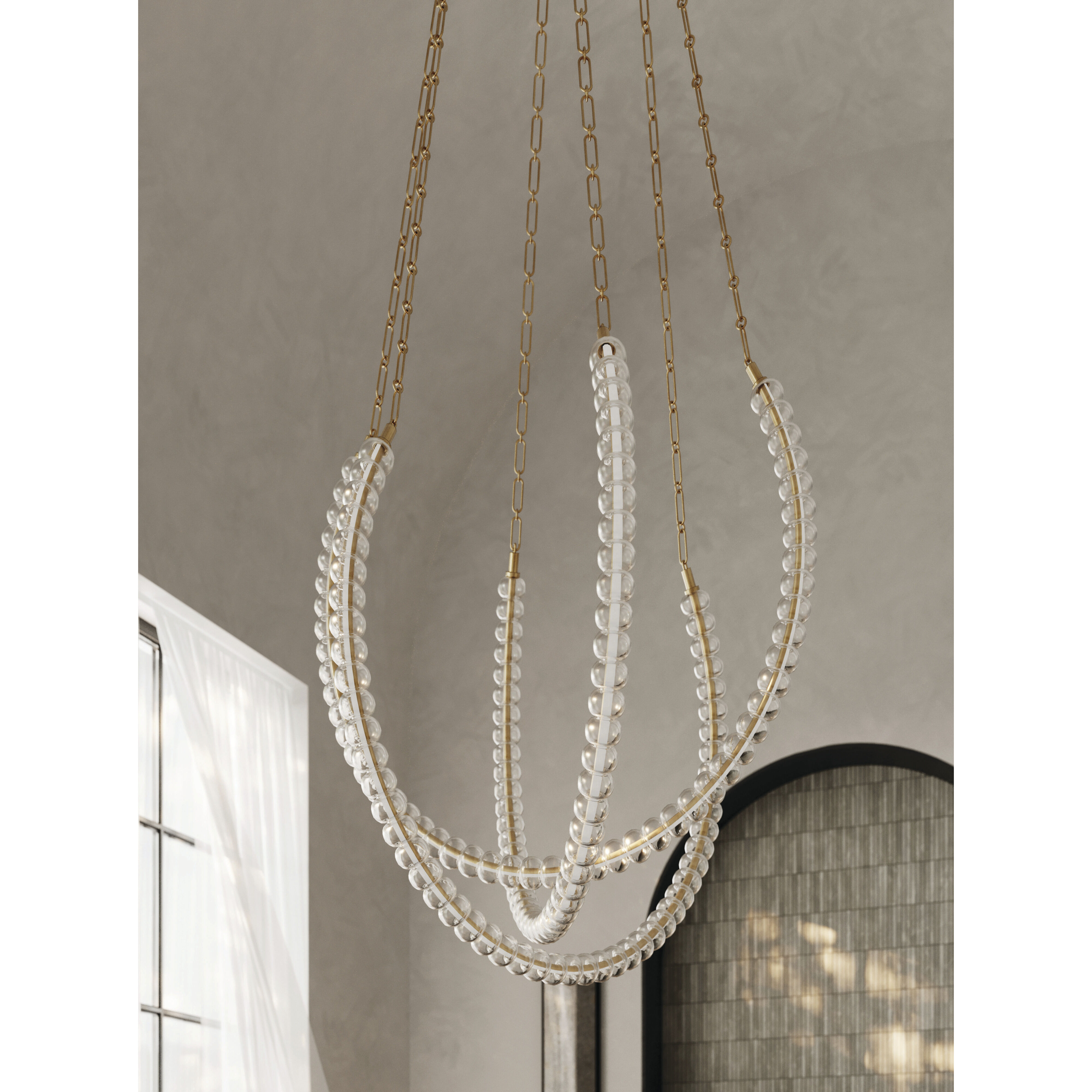 Celeste LED 48.25 inch Vintage Brass Chandelier Ceiling Light