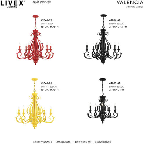 Valencia 5 Light 25 inch Shiny Black Chandelier Ceiling Light