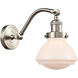 Franklin Restoration Olean 1 Light 7 inch Brushed Satin Nickel Sconce Wall Light in Matte White Glass, Franklin Restoration