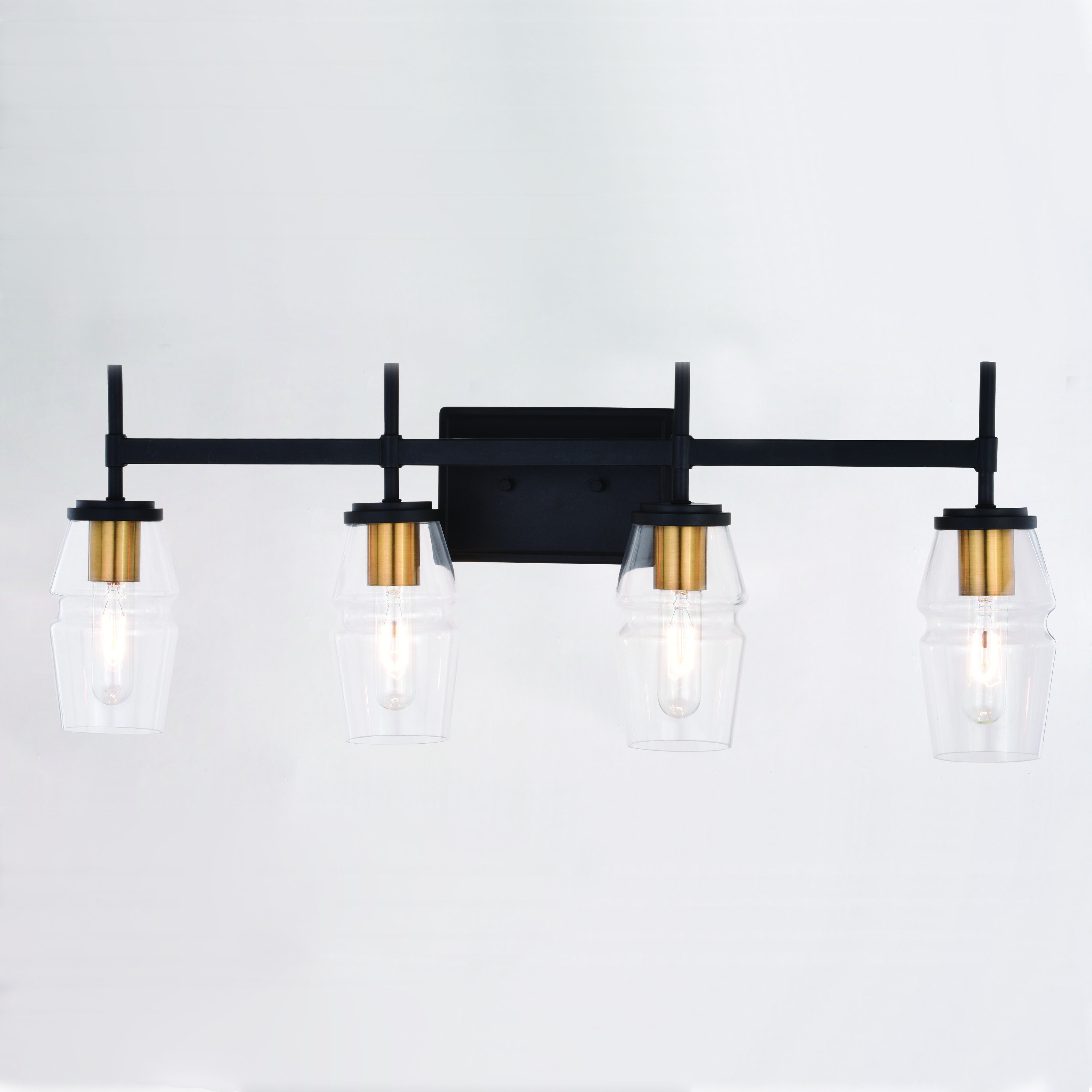 Warren LED 30 inch Matte Black and Brushed Brass Bathroom Light Wall Light in 4