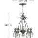 Plantation 5 Light 22.25 inch Polished Antique Nickel Indoor Chandelier Ceiling Light
