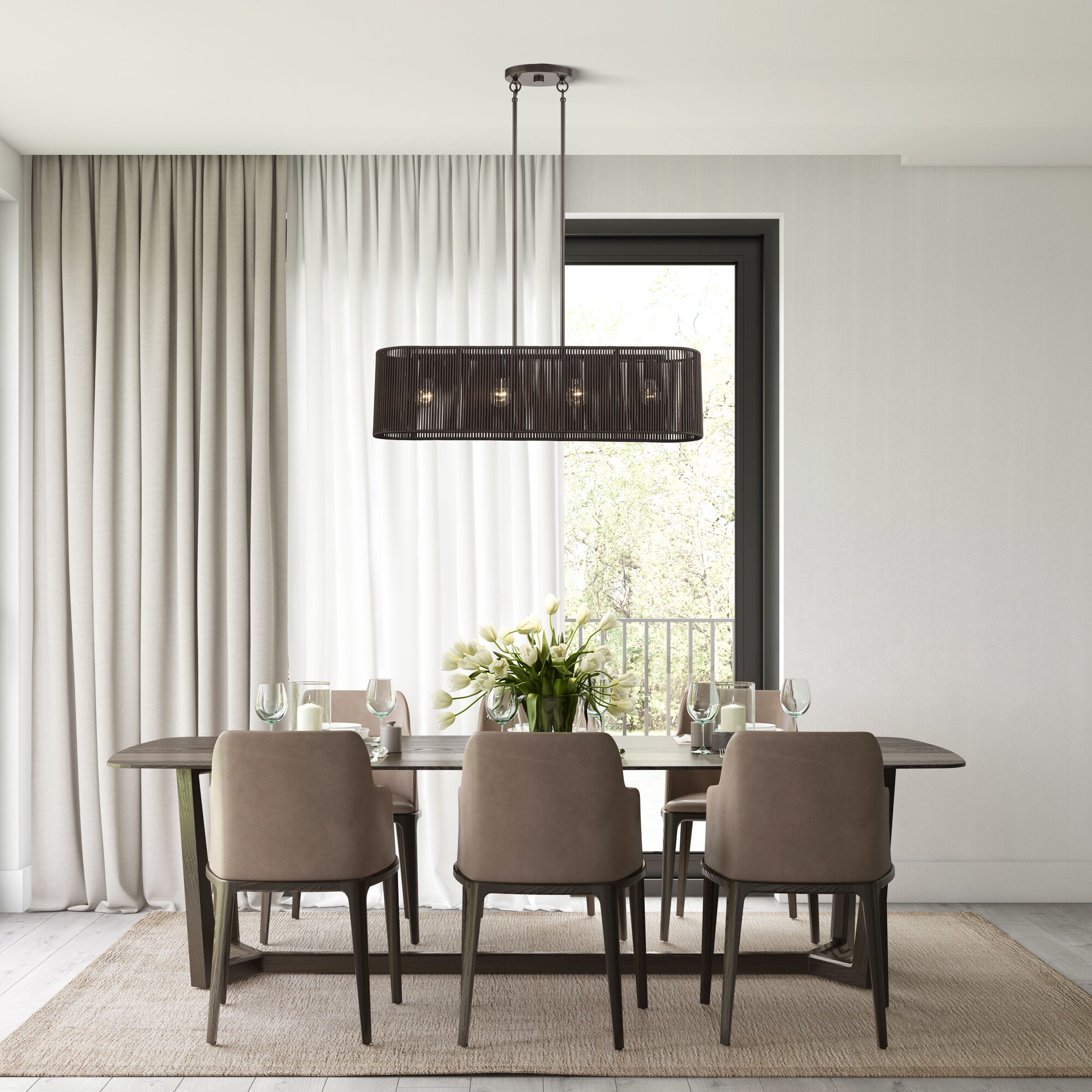 Acordia 4 Light 36 inch English Bronze Linear Chandelier Ceiling Light, Large