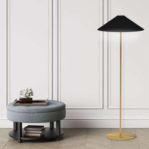 Maine 60.5 inch 100.00 watt Aged Brass Decorative Floor Lamp Portable Light in Black/Gold Jewel Tone
