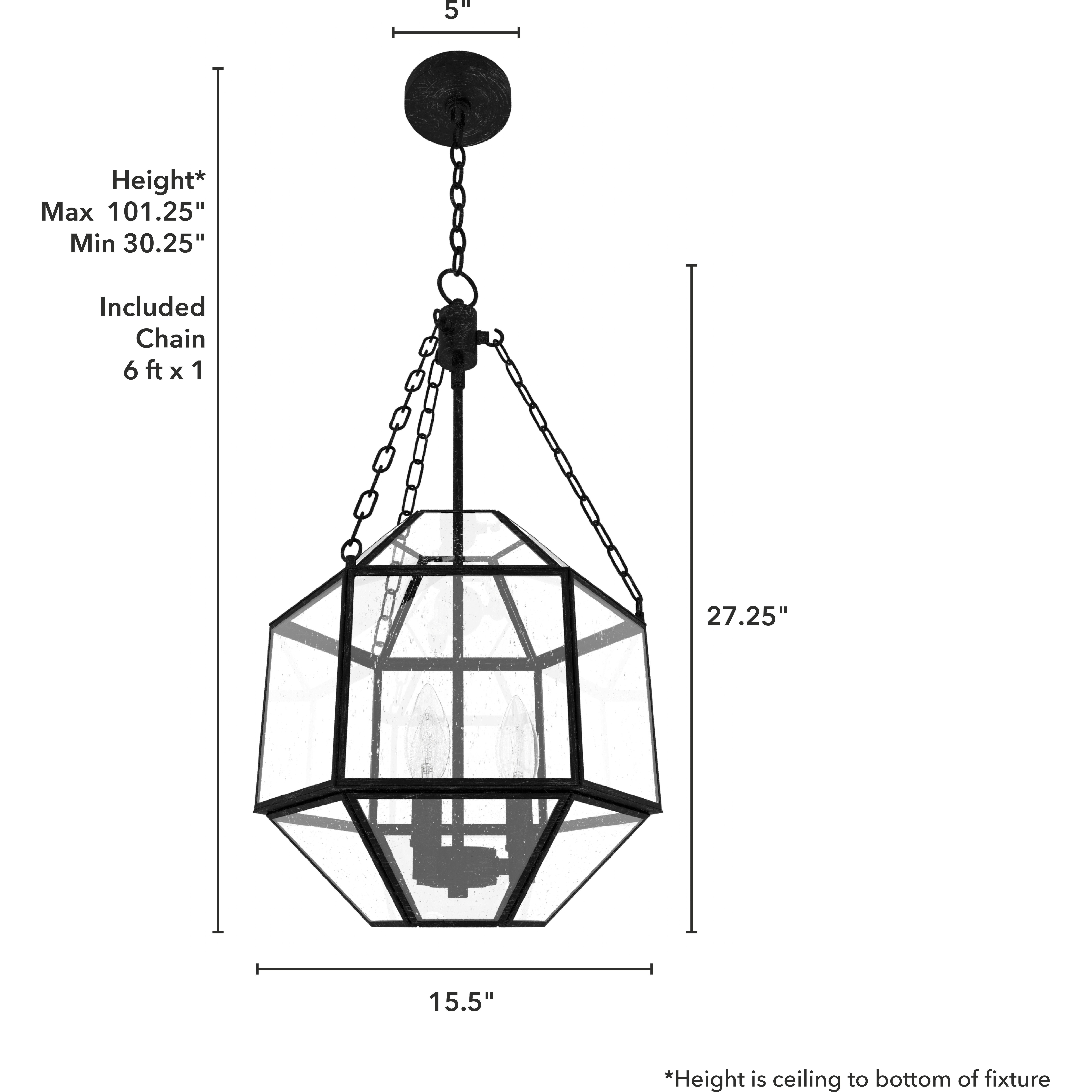 Indria 3 Light 15.5 inch Rustic Iron Pendant Ceiling Light