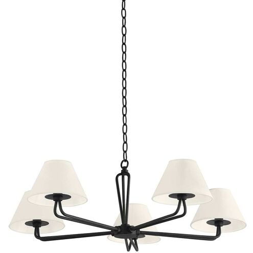 Ozias 5 Light 36 inch Black Iron Chandelier Ceiling Light