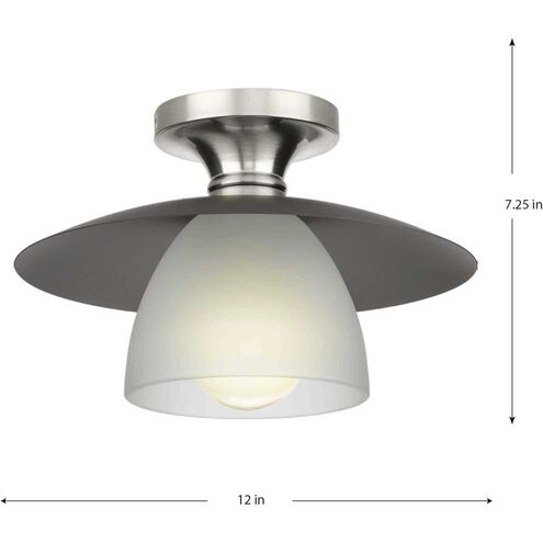 Trimble 1 Light 12 inch Brushed Nickel Semi-Flush Mount Ceiling Light, Design Series