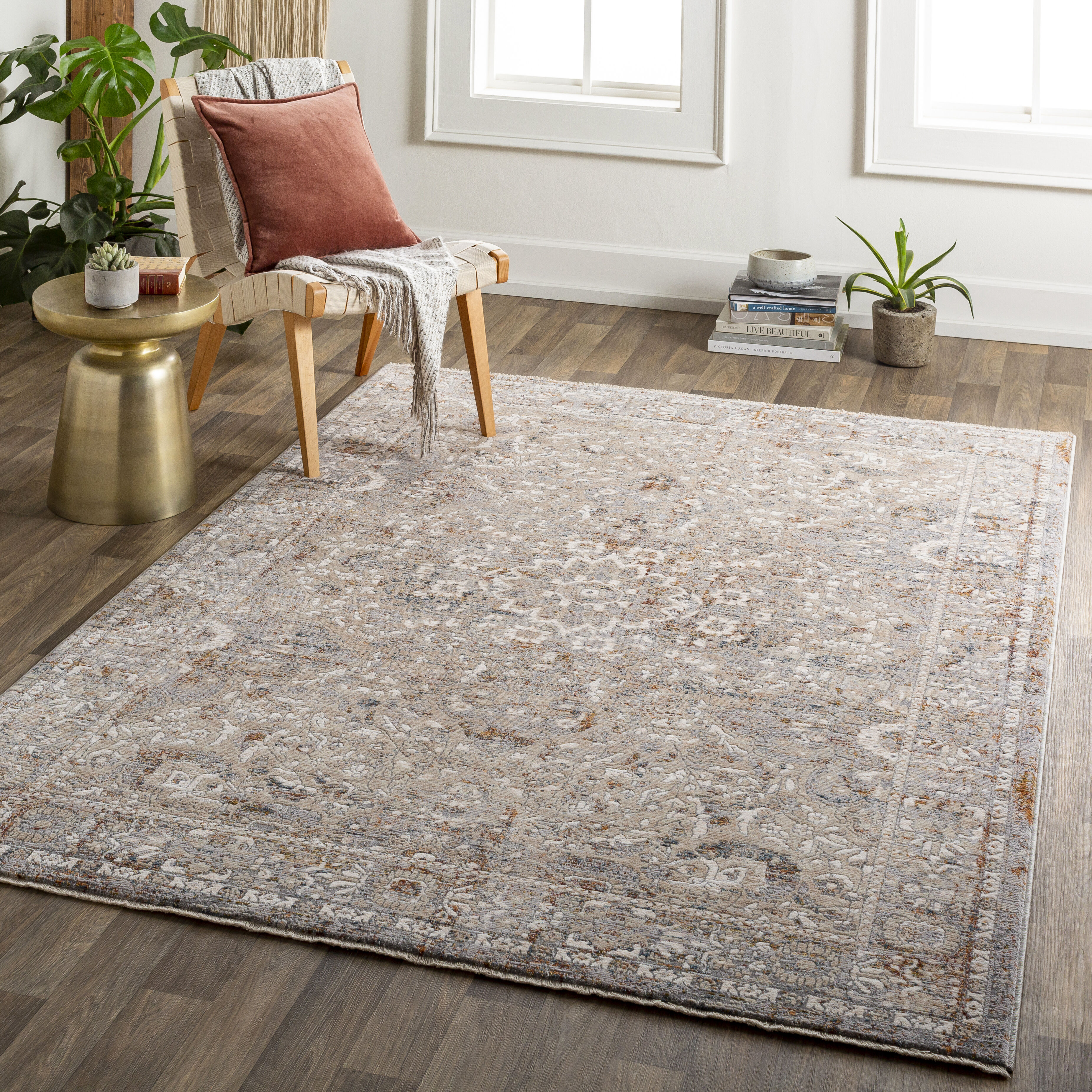 Arya 120 X 94 inch Taupe Rug, Rectangle