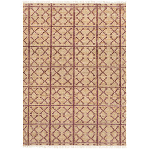 Laural 90 X 60 inch Cream, Dark Purple, Khaki Rug
