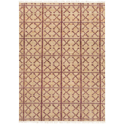 Laural 90 X 60 inch Cream, Dark Purple, Khaki Rug