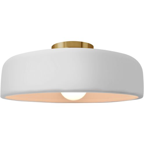 Radiance LED 16 inch Gloss White and Brushed Brass Semi Flush Ceiling Light