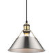 Orwell 1 Light 10 inch Aged Brass Pendant Ceiling Light in Pewter, Medium