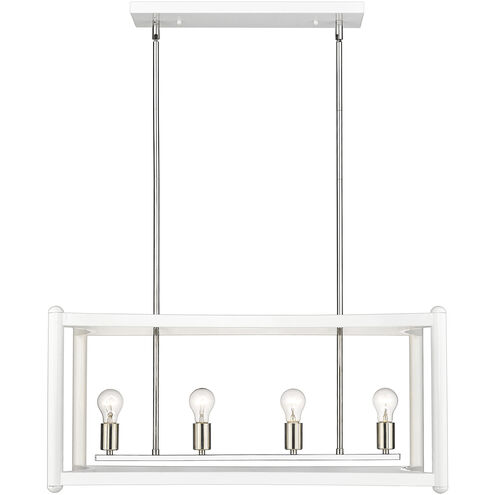 Coyle 4 Light 32 inch White with Polished Nickel Cluster Pendant Ceiling Light