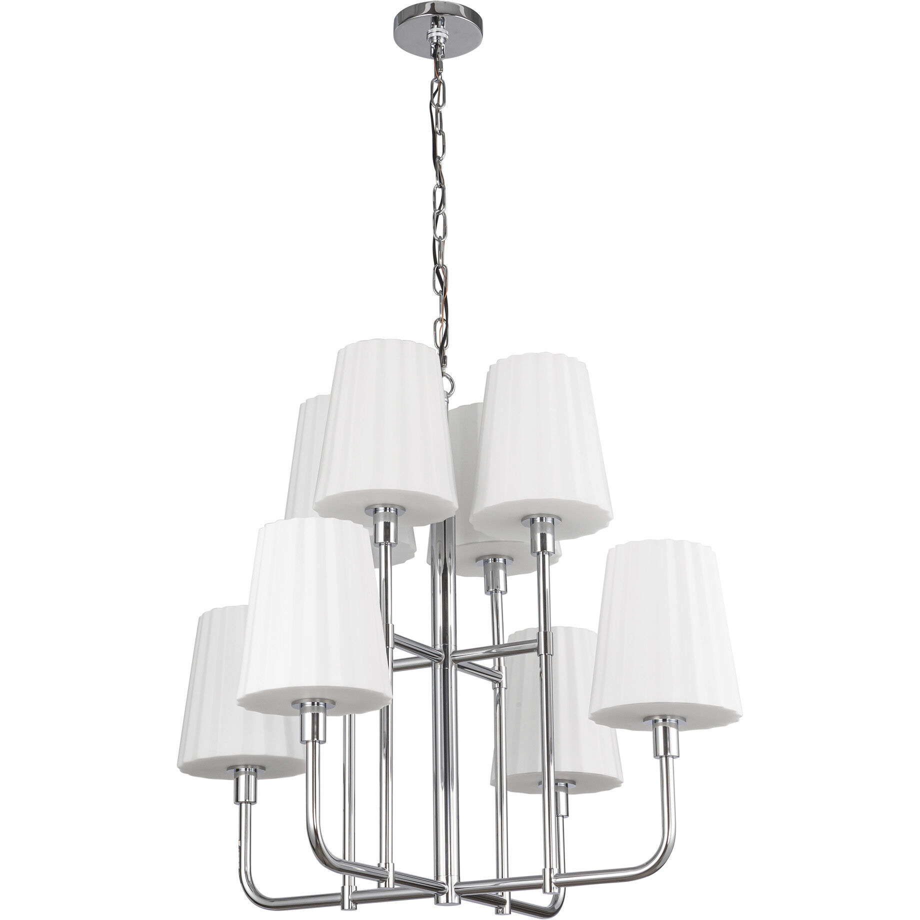 Alora Mood Plisse 8 Light 30 inch Chrome/Opal Matte Glass Chandelier Ceiling Light